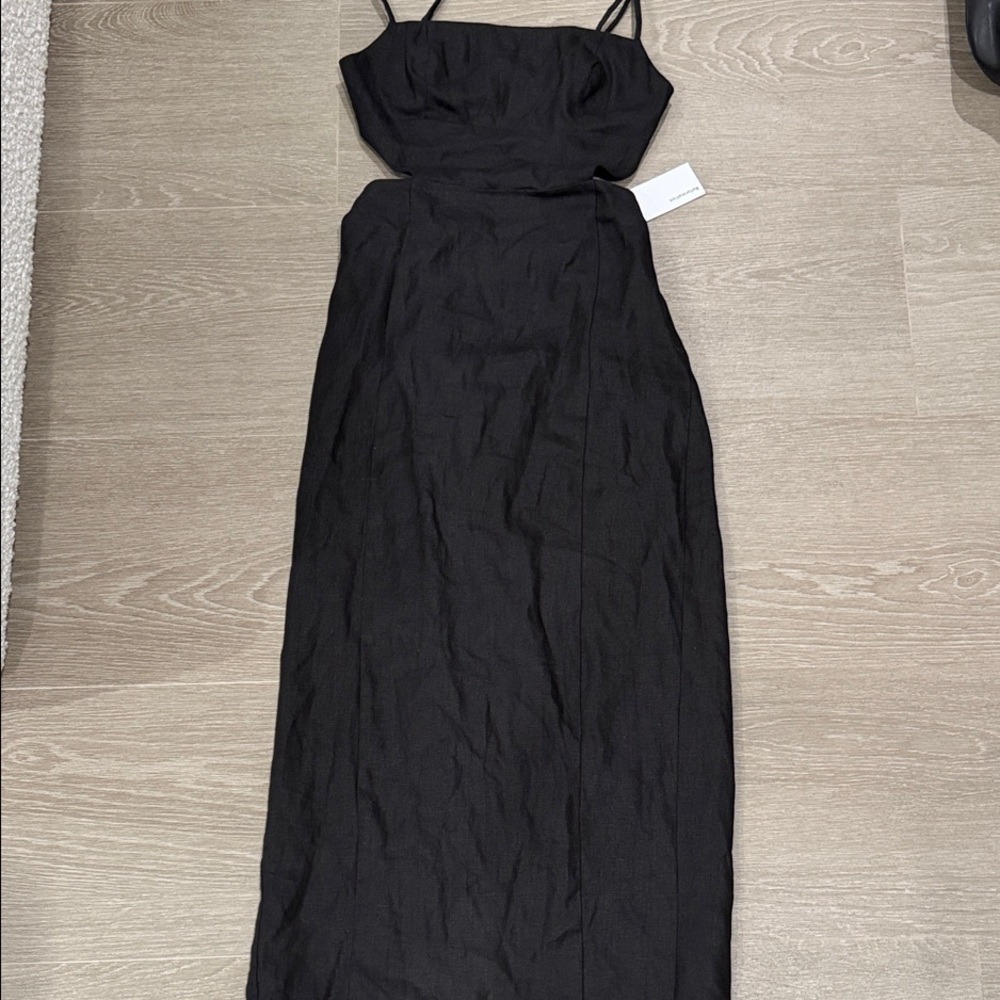 Reformation Linen Elegant Black Strap Dress
